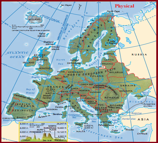 Europe Map Physical Geography